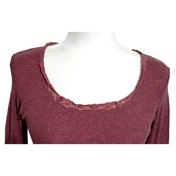 Y2K Energie Knit Top Rose With Lace-Trimmed Scoop Neckline Womens XL Polyester & - Picture 5 of 8
